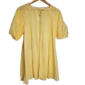 Vintage Warner's Robe Womens Medium Yellow 50s Lace Lingerie Floral Coquette